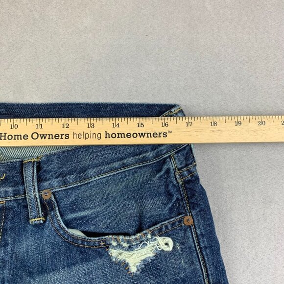 Ralph Lauren Polo Mens 33 Blue Distressed Jeans Sullivan Slim Patchwork 33x32 - Picture 10 of 16